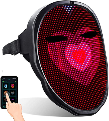 قناع الوجه LED الذكي DIY بإضاءة LED قناع الوجه الكامل مع بطارية قابلة لإعادة الشحن