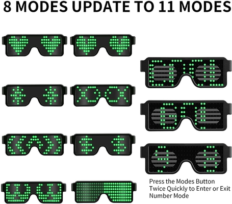 11 أنماط تضيء نظارات LED