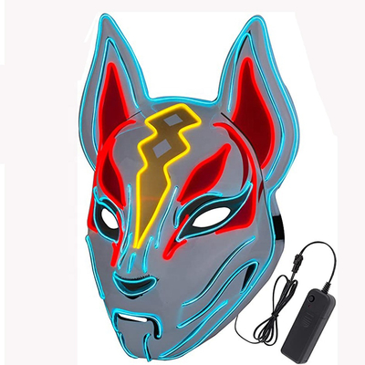 قناع الوجه LED للهالوين من Fox Drift يضيء لحفلة لعبة الكوسبلاي