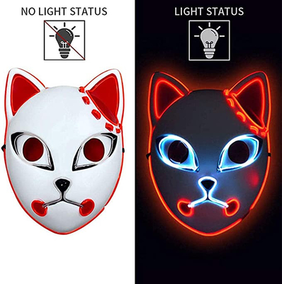 هالوين قناع شيطان القاتل انمي ياباني LED قناع الوجه تضيء من أجل تأثيري