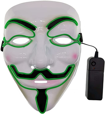 قناع الوجه LED للهالوين من هاكر وميض مضيء لزي تنكري