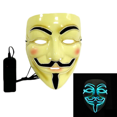 قناع الوجه LED للهالوين من هاكر وميض مضيء لزي تنكري