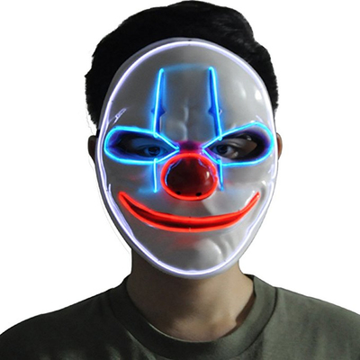 قناع وجه مهرج مخيف للهالوين بإضاءة LED قابل للتعديل 3 أوضاع وامضة