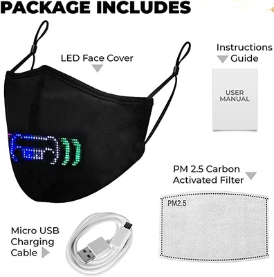 قناع وجه LED قابل للبرمجة في مهرجان الحفلات ، تطبيق بلوتوث يتم التحكم فيه عن طريق USB قابل لإعادة الشحن