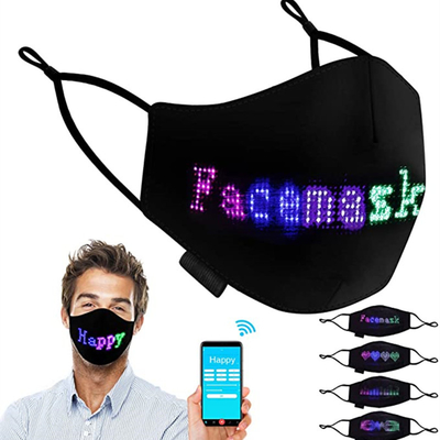 قناع وجه LED قابل للبرمجة للمهرجان مع شاشة LED مضيئة نص DIY