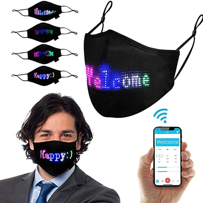 تضيء الهذيان المتوهج LED قناع الوجه للحفلات APP قابل للبرمجة