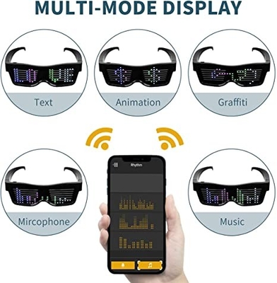 تضيء نظارات LED القابلة للبرمجة مع التحكم في تطبيق الهاتف الذكي الذي يعمل بالبلوتوث
