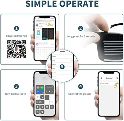 تطبيق بلوتوث متصل قابل للبرمجة نظارات LED نظارات ذكية ذاتية الصنع