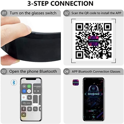 APP التحكم برمجة LED نظارات 700mAh بطارية متعددة اللغات