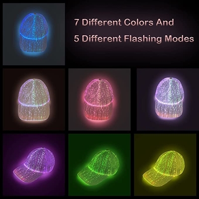 7 أضواء ملونة LED قبعات البيسبول قبعات وامض مضيئة للحزب ديسكو