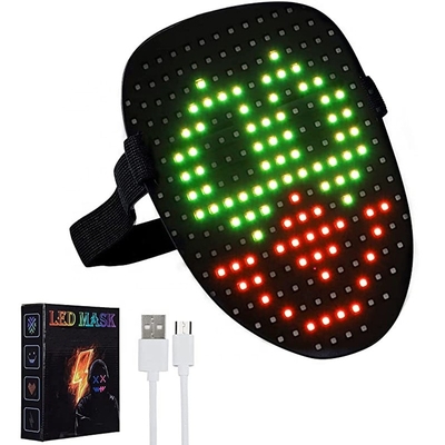 قناع حفلة LED للهالوين مع قناع تحويل للوجه بإضاءة LED للاستشعار بالإيماء