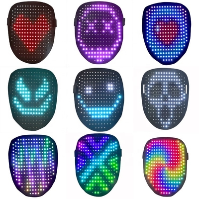 قناع حفلة LED للهالوين مع قناع تحويل للوجه بإضاءة LED للاستشعار بالإيماء