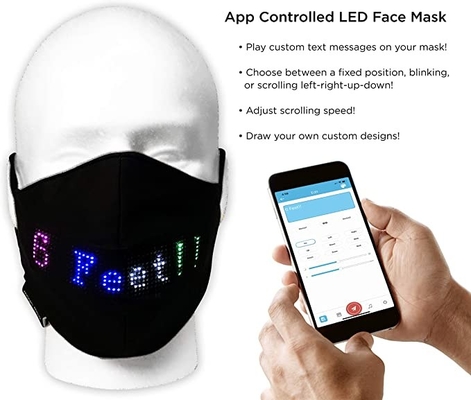 قناع وجه LED قابل للبرمجة في مهرجان الحفلات ، تطبيق بلوتوث يتم التحكم فيه عن طريق USB قابل لإعادة الشحن