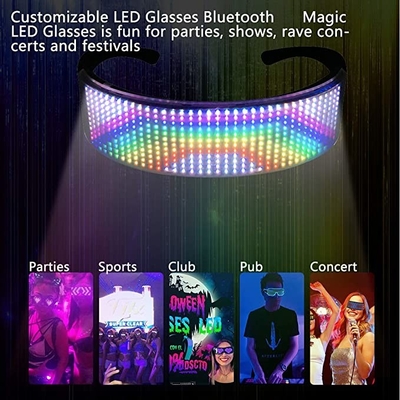 نظارات LED قابلة للبرمجة يتم التحكم فيها عن طريق التطبيق مع نمط نص Bluetooth DIY