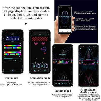 قابل للبرمجة DIY Text Pattern Bluetooth LED Hat App Control Magic Display LED Hat